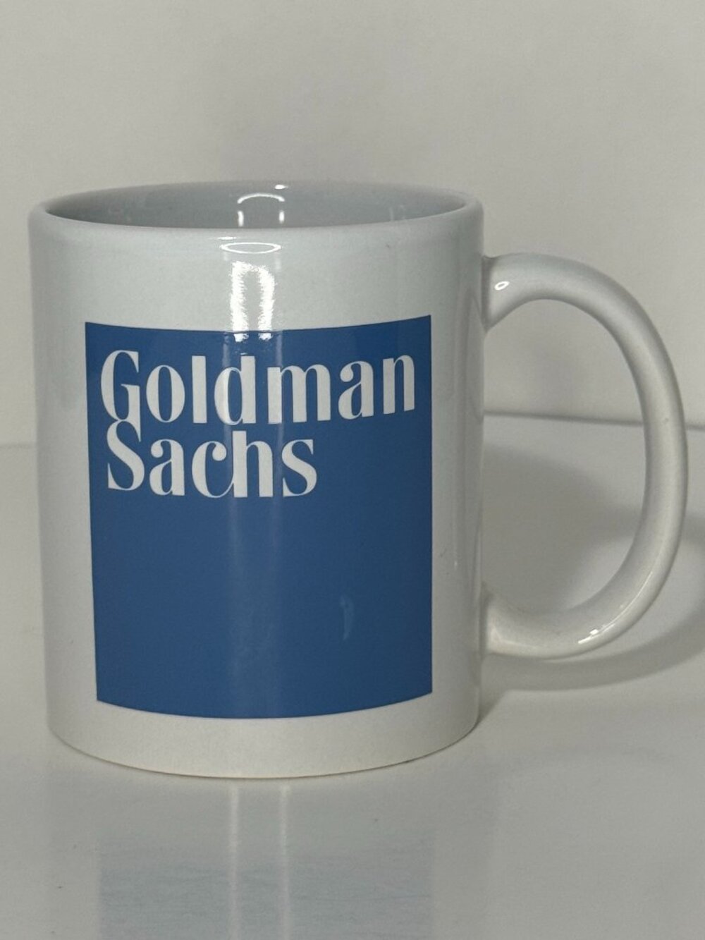 Goldman Sachs Coffee Mug White Blue Logo Investment Banking Cup